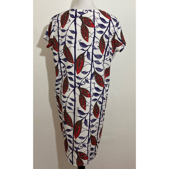 Women Red Blue Floral Shift Dress Short Sleeve Boho Unbranded Pockets - Picture 6 of 8